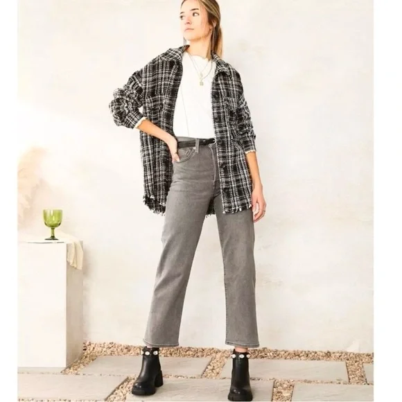 Levi’s W28 (US 8) Ribcage Straight Ankle Women’s Jeans Light Gray Stretch - Picture 6 of 9